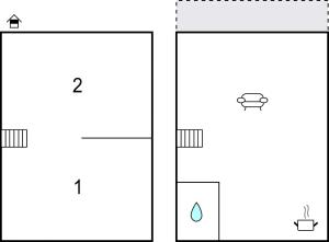 two diagrams showing the different views of a building at Holiday Home Waldreihe Q in Saal