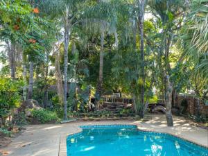 a swimming pool in a yard with trees at Eco Lodge Lephalale in Lephalale