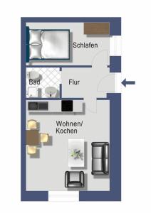 a floor plan of a house with a room at Appartementhaus Schleiblick in Kappeln