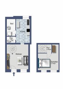 two views of a floor plan of a condo at Appartementhaus Schleiblick in Kappeln