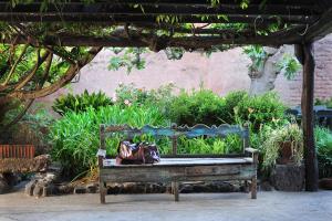 廖拉萨尔多露克莱西亚酒店的放在花园长椅上的钱包