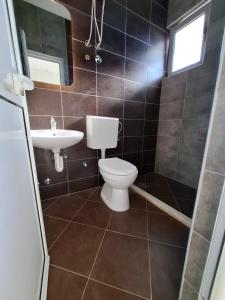 a bathroom with a toilet and a sink at Apartments Perezaj II in Ulcinj
