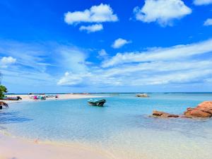 トリンコマリーにあるLima Blue Private Beach Apartmentの海水浴船