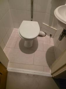 a bathroom with a toilet and a sink at City centre Flat - sleep upto 4 in Edinburgh