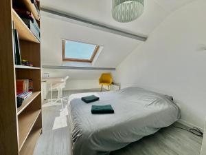 Posteľ alebo postele v izbe v ubytovaní Capucine, duplex à 5 min plage
