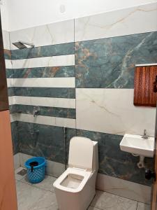 特里凡得琅The MULBERRY Cottage的带马桶和水槽的浴室