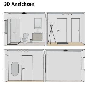 two views of a bathroom with a installation at Ruhige Oase & Vollausstattung - AS1A in Weißenfels