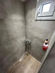 a bathroom with a shower with a window at SK Apartment II in Perea +25 photos