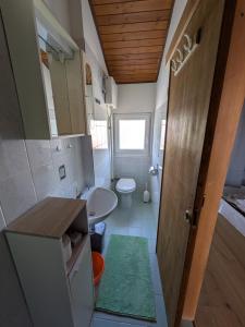 a small bathroom with a toilet and a sink at Apartmani Lili in Crikvenica
