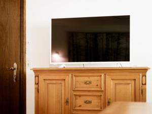 duży telewizor na drewnianej szafce w obiekcie Apartment Studio Esche 3 by Interhome w mieście Ellmau