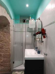 a bathroom with a shower and a white sink at Studio in Giovinazzo - Apulien 54437 in Giovinazzo +19 photos