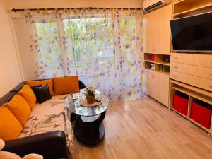 a living room with a couch and a table at Elisea apartment in Ruse