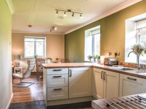 eine Küche mit Spüle und Arbeitsplatte in der Unterkunft Meadow Cottage in Gowerton