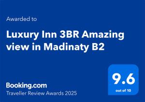 Certifikát, hodnocení, plakát nebo jiný dokument vystavený v ubytování Luxury Inn 3BR Amazing view in Madinaty B2