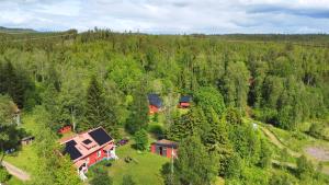 an aerial view of a house in the middle of a forest at Näckros in Filipstad
