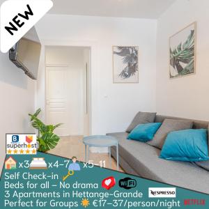 Posteľ alebo postele v izbe v ubytovaní 3 APPTS - 3 à 7 lits - Parfait 6 à 10 pers - max 29 pers - 1 immeuble - Convivialité, Rentabilité ------ ENGLISH - 3 APTS - 3 to 7 beds - Ideal for 6 to 10 guests - Up to 29 - Same building -- Cattenom