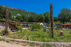 a house with a palm tree in a yard at Holiday home in Grizane 45282 in Grižane