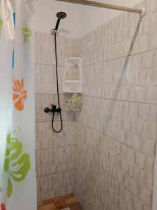 a shower with a shower head in a bathroom at Sol naciente in Jaureguiberry +17 photos