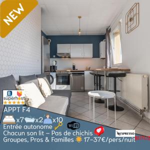 Kuchyňa alebo kuchynka v ubytovaní 3 APPTS - 3 à 7 lits - Parfait 6 à 10 pers - max 29 pers - 1 immeuble - Convivialité, Rentabilité ------ ENGLISH - 3 APTS - 3 to 7 beds - Ideal for 6 to 10 guests - Up to 29 - Same building -- Cattenom