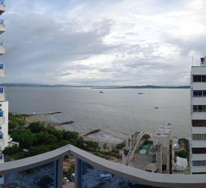 a view of the water from the balcony of a building at Hospedaje,Cartagena,Clasicos,Turismocolombia-fit in Cartagena de Indias