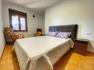 a bedroom with a large bed and a window at Casa los caminos de GRANADA in Cozvíjar