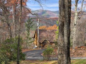 een huis op een weg in het bos bij Stunning views!Petfriendly22 with Pool table, Free tickets to Dollywood,Anakeesta,Aquarium &more in Sevierville