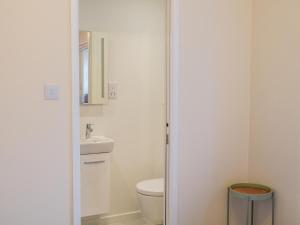ein weißes Badezimmer mit Toilette und Waschbecken in der Unterkunft Kings Cottages 9 in Salcombe + 6 Fotos