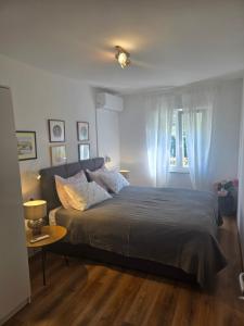 een slaapkamer met een groot bed en een raam bij Holiday House Altea in Banjole