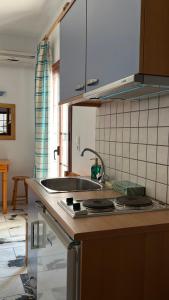 a kitchen with a sink and a counter top at Proavlio in Moutsoúna
