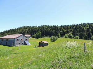 a house on a hill in a green field at Séjours nature et bien être en YOURTE in La Pesse
