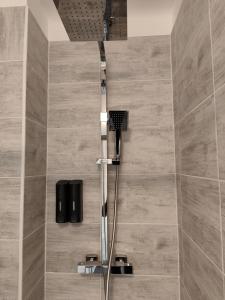 a shower with a shower head in a bathroom at Les suites frontalières T2 avec Parking secteur Thionville Luxembourg in Basse-Yutz