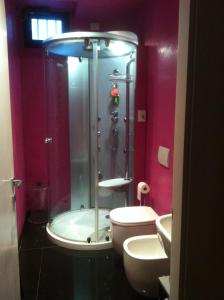 a bathroom with a shower and a toilet at Appartamento Louer 2 in Parma