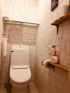 a bathroom with a white toilet in a room at 民泊 月 in Matsuyama