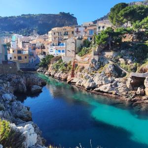 a view of a river in a town at A' Terrazza in Santa Flavia
