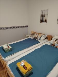 two beds sitting next to each other in a room at Apartman Domina in Kruševac