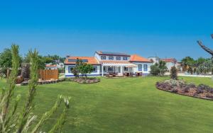 a house with a large yard with green grass at Almaa da Ria in Ílhavo