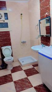 une salle de bain avec toilettes et lavabo dans l'établissement Golden beach 2 غولدين بيتش, à Ras Sudr