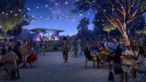 a rendering of a crowd of people at an outdoor event at Private Room in Ballantyne in Charlotte