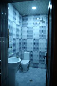a bathroom with a toilet and a sink at Hotel Meskhuri Oda in Akhaltsikhe