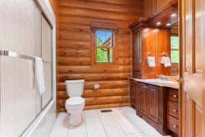 a bathroom with a toilet and a sink at Fiddler Lake Resort - Deer 81 in Mille-Isles