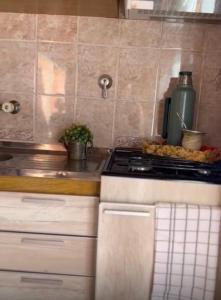 a kitchen with a stove and a counter top at Las Dolinas 3 in Malargüe +7 photos