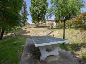 a ping pong table with a red ball on it at Peccioli Family Retreat w Fun in Peccioli
