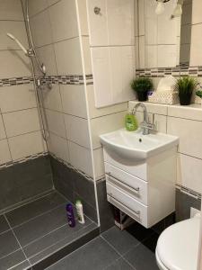 ブルノにあるStar Apartments Brno #4A415 by Starbnb EUの洗面台とシャワー付きのバスルーム +6枚の写真