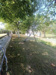 un banc de parc assis dans l'herbe à côté des arbres dans l'établissement Tranquil Retreat - "Villa Green Oasis", à Sarajevo 21 autres photos