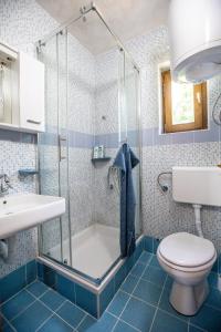 a bathroom with a shower and a toilet and a sink at Apartment Lasica for 4 persons in Jasenak