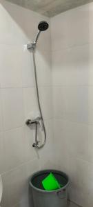 a shower with a green box in a bathroom at Rumah Sedana Ubud Centre in Ubud