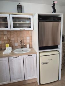 Kuchyň nebo kuchyňský kout v ubytování Apartments Angir