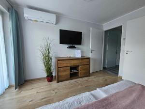 TV a/nebo společenská místnost v ubytování Éva Apartman