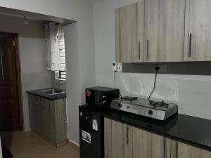 a kitchen with a stove and a sink at Qwetu in Thika