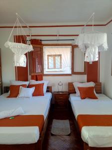 a bedroom with two beds and a window at Aloé & Rosette in Andasibe